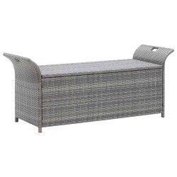   Banc de rangement avec coussin gris 138 cm résine tressée 
