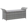   Banc de rangement avec coussin gris 138 cm résine tressée 