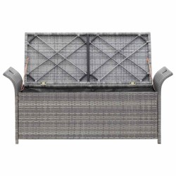   Banc de rangement avec coussin gris 138 cm résine tressée 