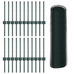 Poteaux de clôture 11 pcs U-Channel Vert 40 cm Acier 