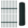 Poteaux de clôture 11 pcs U-Channel Vert 40 cm Acier 