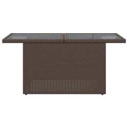 Table de jardin dessus en verre marron 100x55x73 cm poly rotin 