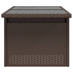 Table de jardin dessus en verre marron 100x55x73 cm poly rotin 