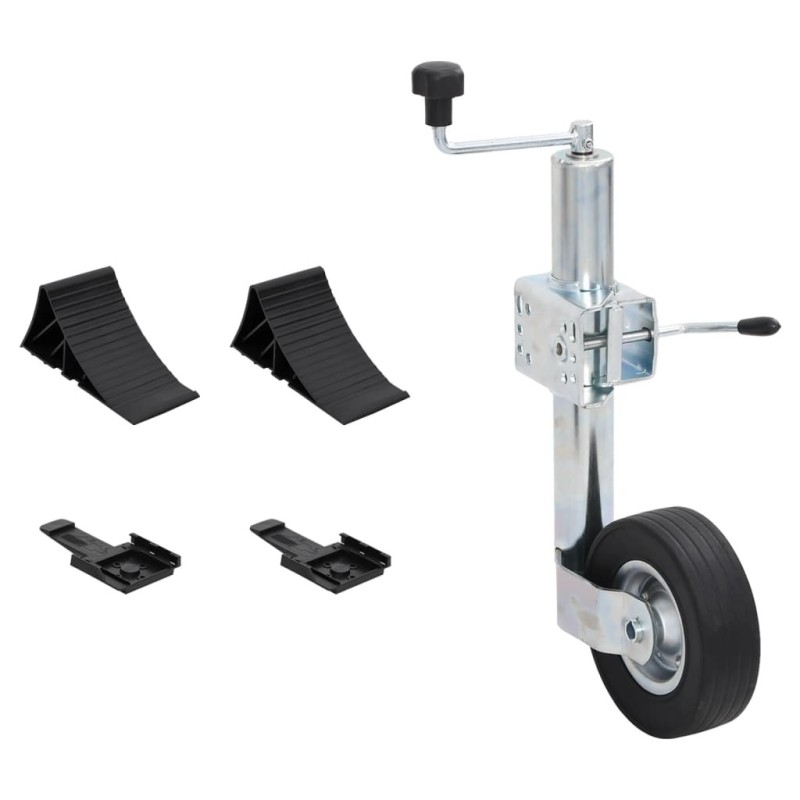 Roue jockey 60 mm avec 1 pince fendue et cales de roue 