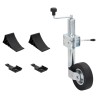 Roue jockey 60 mm avec 1 pince fendue et cales de roue 