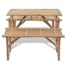 Table de brasserie avec 2 bancs 100 cm Bambou 