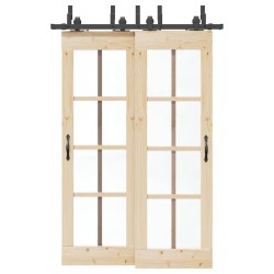 Kit de quincaillerie de porte coulissante 152,5 cm acier noir 