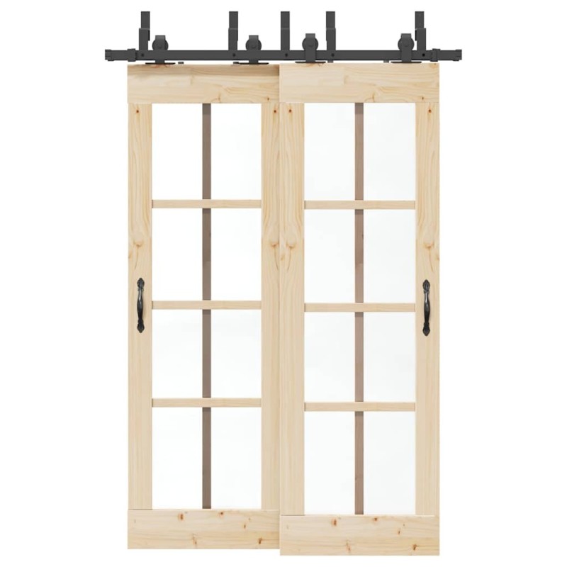 Kit de quincaillerie de porte coulissante 152,5 cm acier noir 