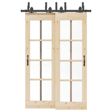 Kit de quincaillerie de porte coulissante 152,5 cm acier noir 