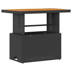 Ensemble de salle à manger de jardin 3 pièces avec coussins en poly Rattan noir et acacia 