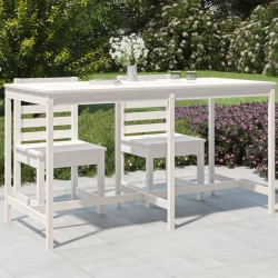 Table de jardin blanc 203,5x90x110 cm bois massif de pin 