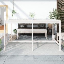 Table de jardin blanc 203,5x90x110 cm bois massif de pin 