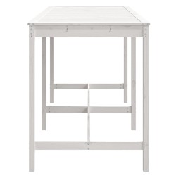 Table de jardin blanc 203,5x90x110 cm bois massif de pin 