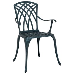Chaises de jardin 2 pcs Vert en aluminium moulé 