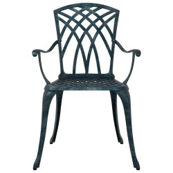 Chaises de jardin 2 pcs Vert en aluminium moulé 