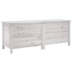 Boîte de rangement jardin blanc 150x50x56,5cm bois massif sapin 