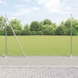 Clôture Euro avec 7 poteaux à bride de 1,5 x 10 m en acier galvanisé 