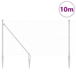 Clôture Euro avec 7 poteaux pointus, 1x10m en acier galvanisé 