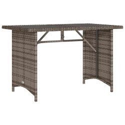 Table de jardin avec dessus en verre gris 110x68x70 cm rotin 