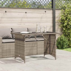 Table de jardin avec dessus en verre gris 110x68x70 cm rotin 