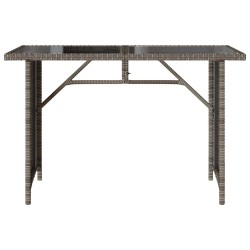 Table de jardin avec dessus en verre gris 110x68x70 cm rotin 