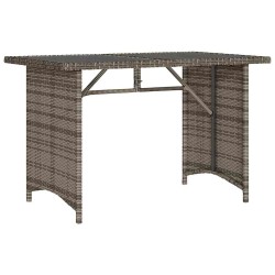 Table de jardin avec dessus en verre gris 110x68x70 cm rotin 