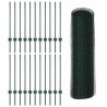 Poteaux de clôture 11 pcs U-Channel vert 80 cm en acier 