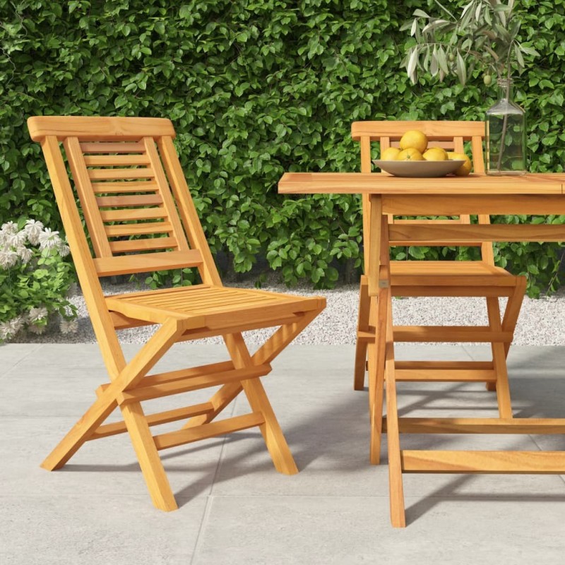 Chaises de jardin pliantes lot de 2 47x63x90cm bois massif teck 