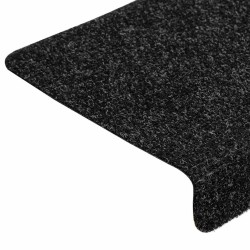 Tapis d'escalier autocollants 30 pièces 65 x 21 x 4 cm Noir Bord rectangulaire 