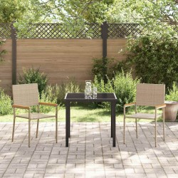 Chaises de jardin stackables - Pack de 2 en rotin poly beige 