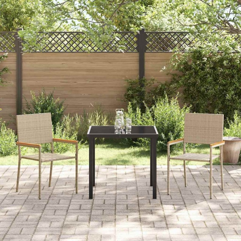 Chaises de jardin stackables - Pack de 2 en rotin poly beige 