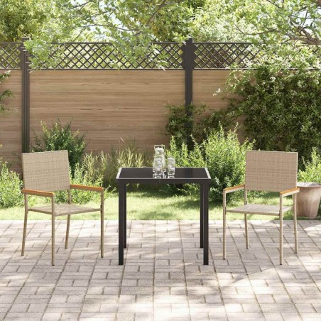 Chaises de jardin stackables - Pack de 2 en rotin poly beige 