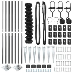 Jeu de Poteaux de Clôture Gris 1.4 x 10 m Acier galvanisé 