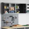 Ensemble de cabinet à outils et de panneau perforé 3 pièces mural en métal noir 