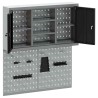 Ensemble de cabinet à outils et de panneau perforé 3 pièces mural en métal noir 