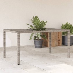 Table de jardin dessus en verre Gris 150x90x75cm Résine tressée 