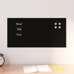 Tableau noir magnétique mural Noir 60x30 cm Verre trempé 