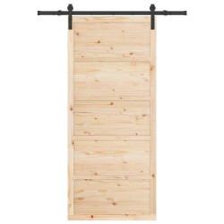 Porte coulissante Marron 80 x 208 cm Bois massif en pin 