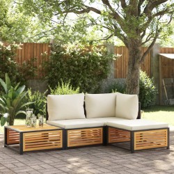 Tabouret de jardin avec coussin 68x68x30cm bois massif d'acacia 