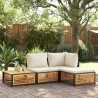 Tabouret de jardin avec coussin 68x68x30cm bois massif d'acacia 