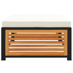 Tabouret de jardin avec coussin 68x68x30cm bois massif d'acacia 