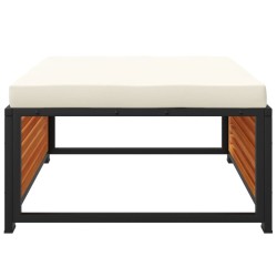 Tabouret de jardin avec coussin 68x68x30cm bois massif d'acacia 