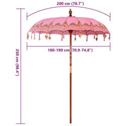 Parasol Autre Rose x 260 cm Coton et bois massif 