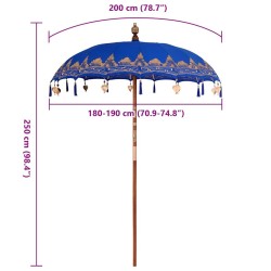 Parasol Autre Bleu x 250 cm Coton et bois massif 