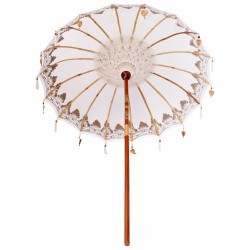 Parasol Autre Crème x 250 cm Coton et bois massif 