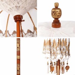 Parasol Autre Crème x 250 cm Coton et bois massif 