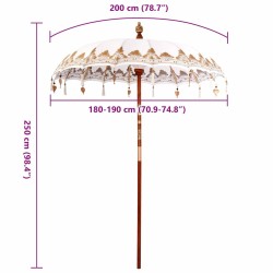 Parasol Autre Crème x 250 cm Coton et bois massif 