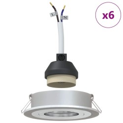 Projecteurs encastrés 6 pcs Rond GU10 Argent Ø91 mm 