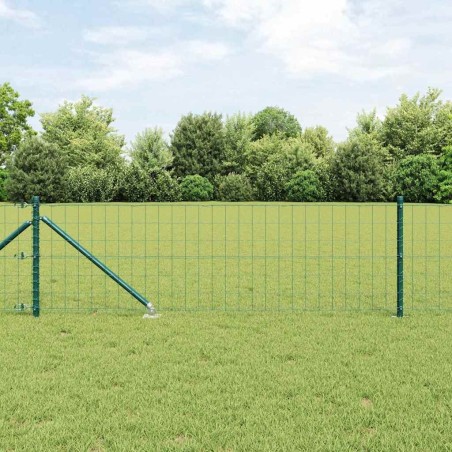 Clôture Euro avec 7 poteaux en spike 0,6 x 10 m en acier galvanisé vert 