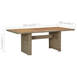 Table à manger de jardin Marron 200x100x74 cm Résine tressée 